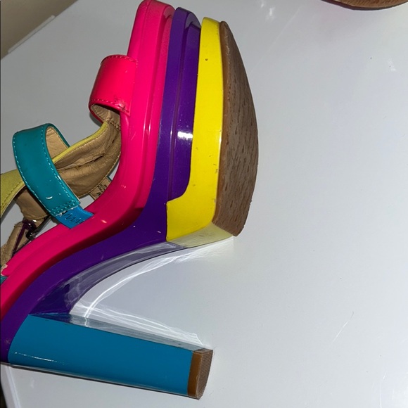 Gianni Bini Pink and Yellow Platform Sandals - Picture 7 of 11